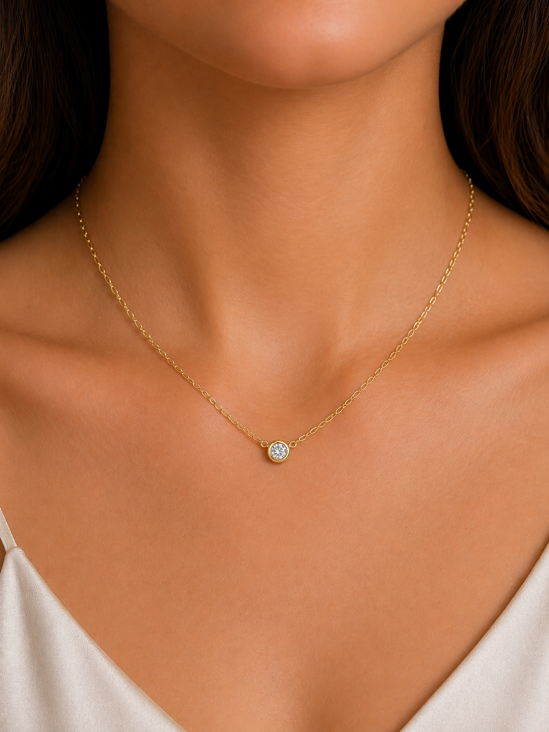 0.05 Round Diamond Bezel Pendant